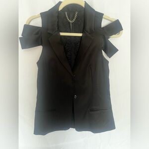 Poleci Black Blazer Tailored Suit Jacket